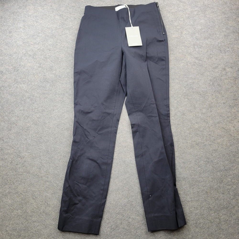 Everlane Womens Black High Rise Side Zip Cotton Stretch Slim Pants Size 4 NEW